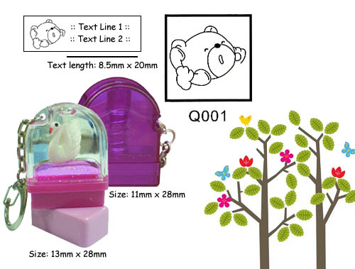 Q001 Stamp Size: 13mm x 28mm
(8.5 x 20)