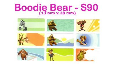 S90 100 pcs Boodie Bear Sticker : (13mm x 28mm)